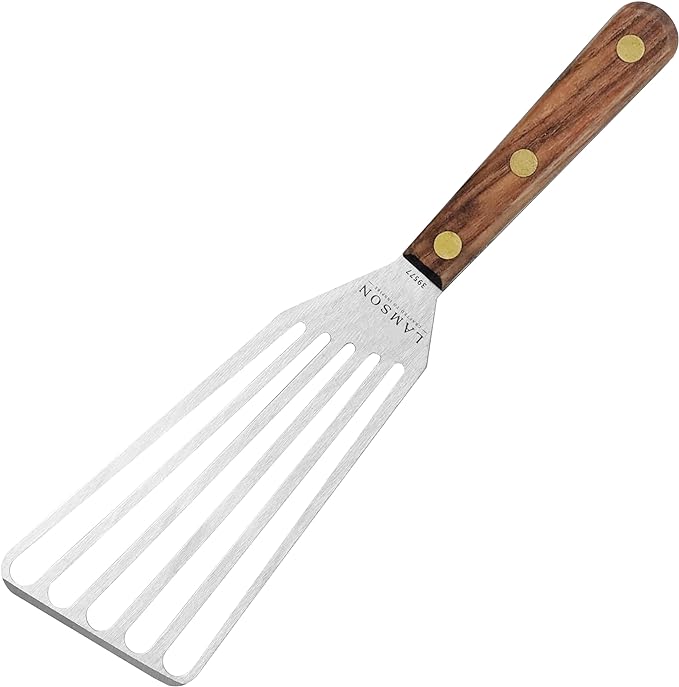Lamson 3' x 6" Chef's Slotted Turner with Walnut Handle - Right-Hand