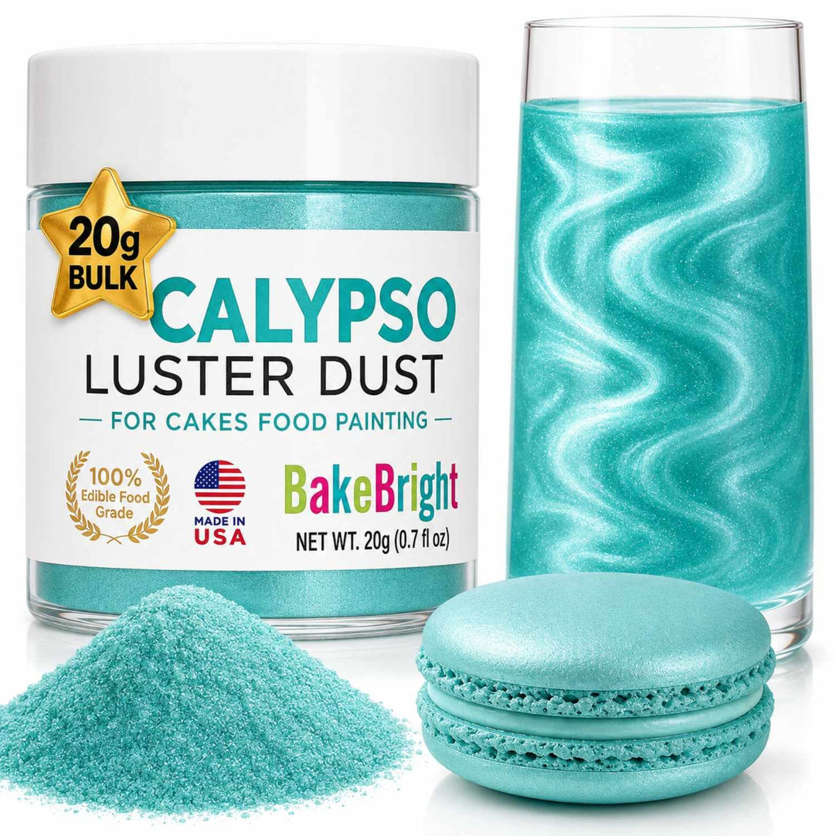 Bulk (20g) White Luster Dust Edible Glitter for Cocktails | Premium Edible White Luster Dust for Cake Decorations - Blanco Edible Glitter for Drinks Cupcakes Cookies Cakes Food Paint