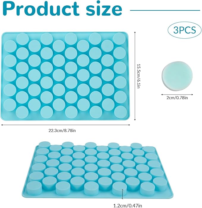 3 Pcs Round Chocolate Silicone Molds for Candy, Gummy, Caramels, Ganache, Ice Cubes, 55 Cavity Per Piece