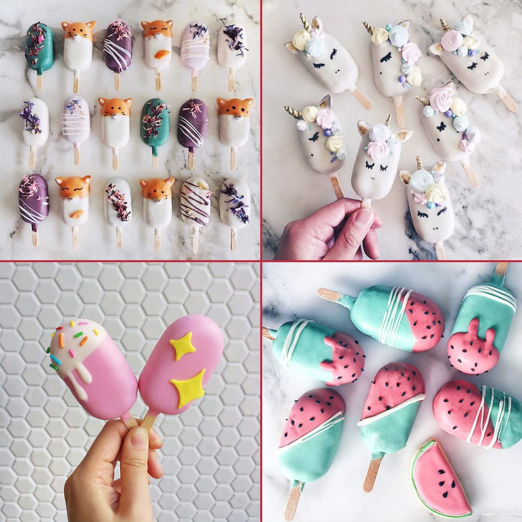 Sakolla Popsicle Silicone Mold with 50 Pcs Wooden Sticks
