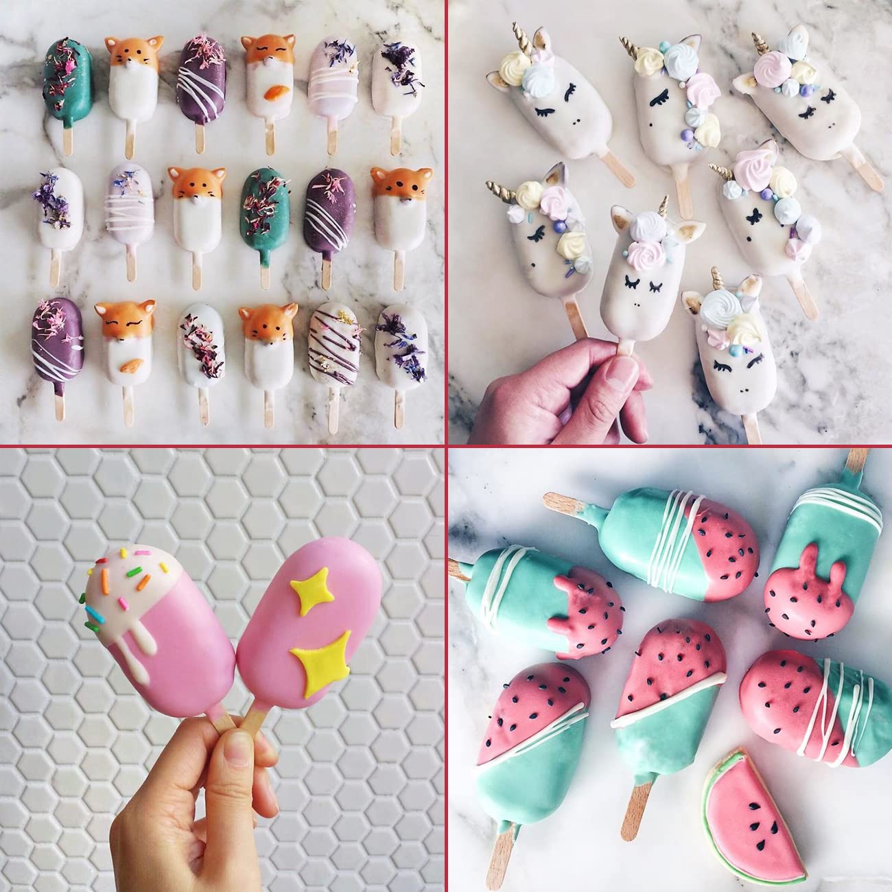 Sakolla Popsicle Silicone Mold with 50 Pcs Wooden Sticks