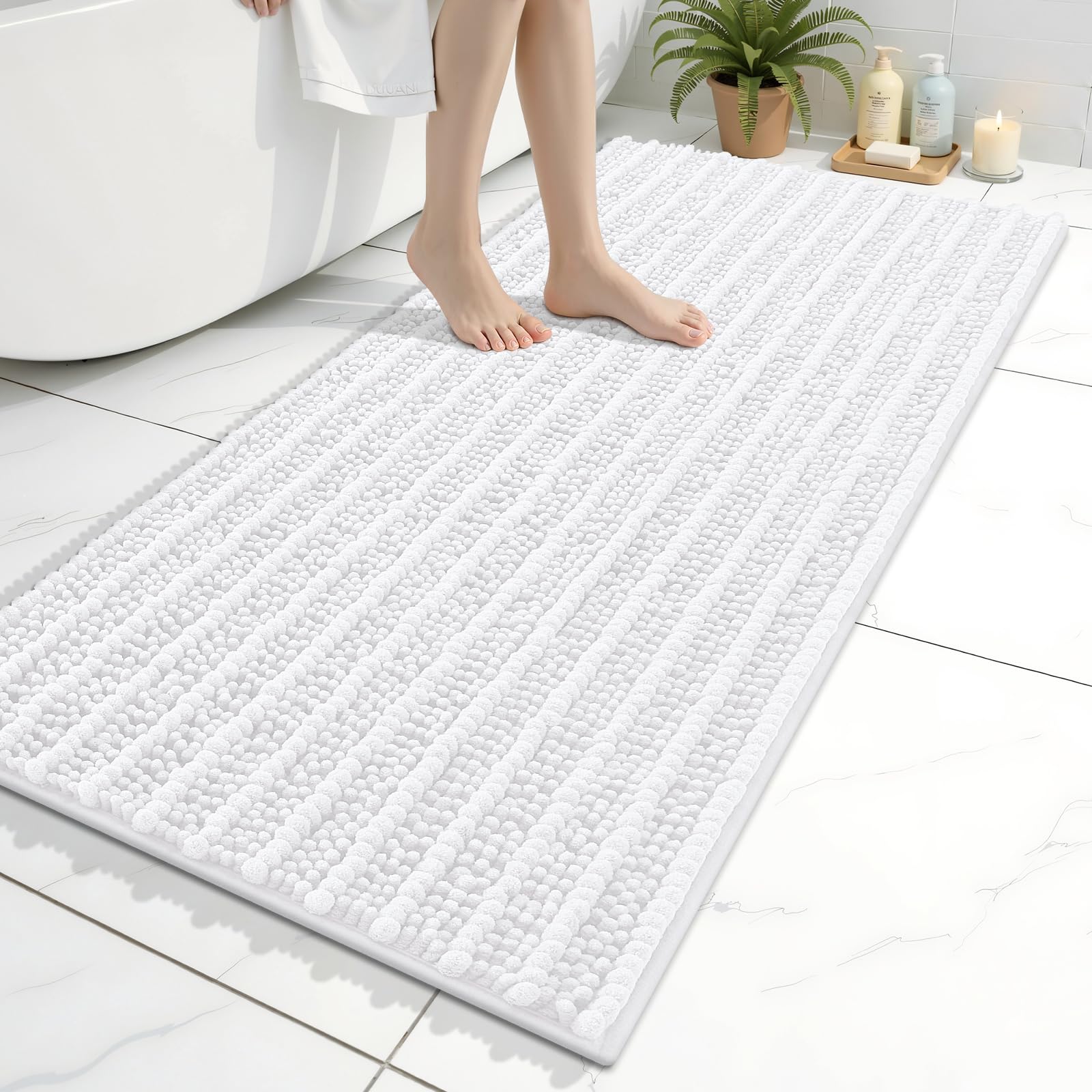 Arotive Bathroom Rugs Mat 30x17, Soft Absorbent Chenille Shaggy Bath Mat — 47" X 24"