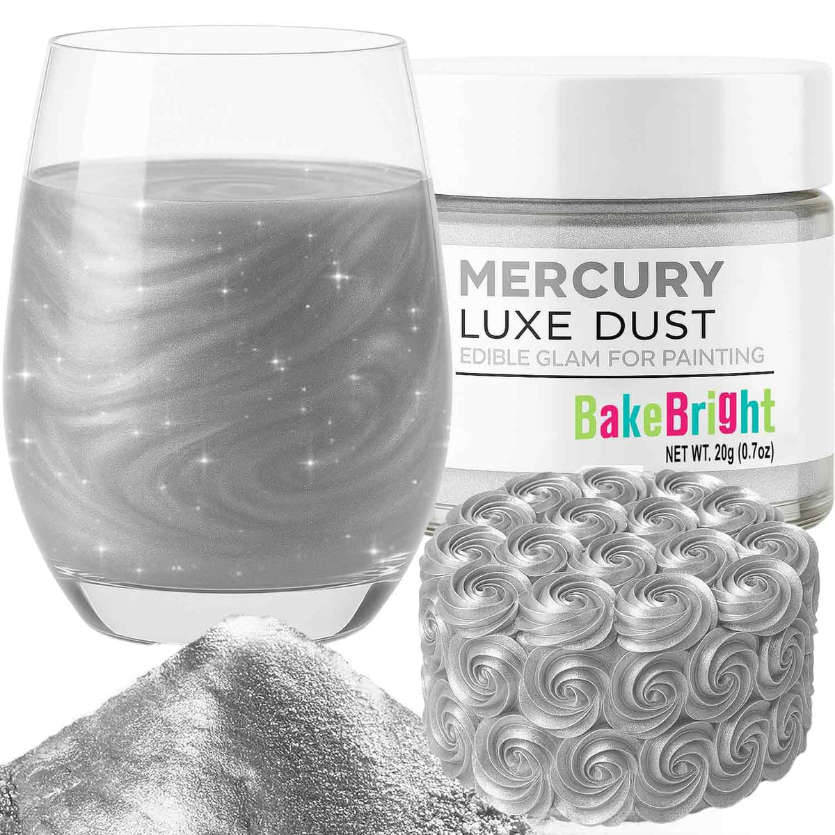 Bulk (20g) White Luster Dust Edible Glitter for Cocktails | Premium Edible White Luster Dust for Cake Decorations - Blanco Edible Glitter for Drinks Cupcakes Cookies Cakes Food Paint