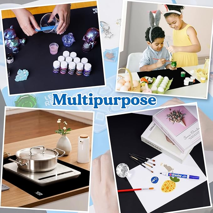 LET'S RESIN Extra Large Silicone Mat for Crafts, 27.7'' x 19.7'' Nonstick & Nonslip Silicone Crafts Mat, Multipurpose Heat-Resistant Table Protector Silicone Sheets for Resin, Liquid, Paint, Clay