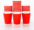 Restaurantware 12 Ounce Ripple Wall Disposable Coffee Cups, 500 Insulated Midnight Red Paper Tumblers with Rolled Rim Design, Lids Sold Separately for Hot Drinks like Tea, Hot Chocolate and More