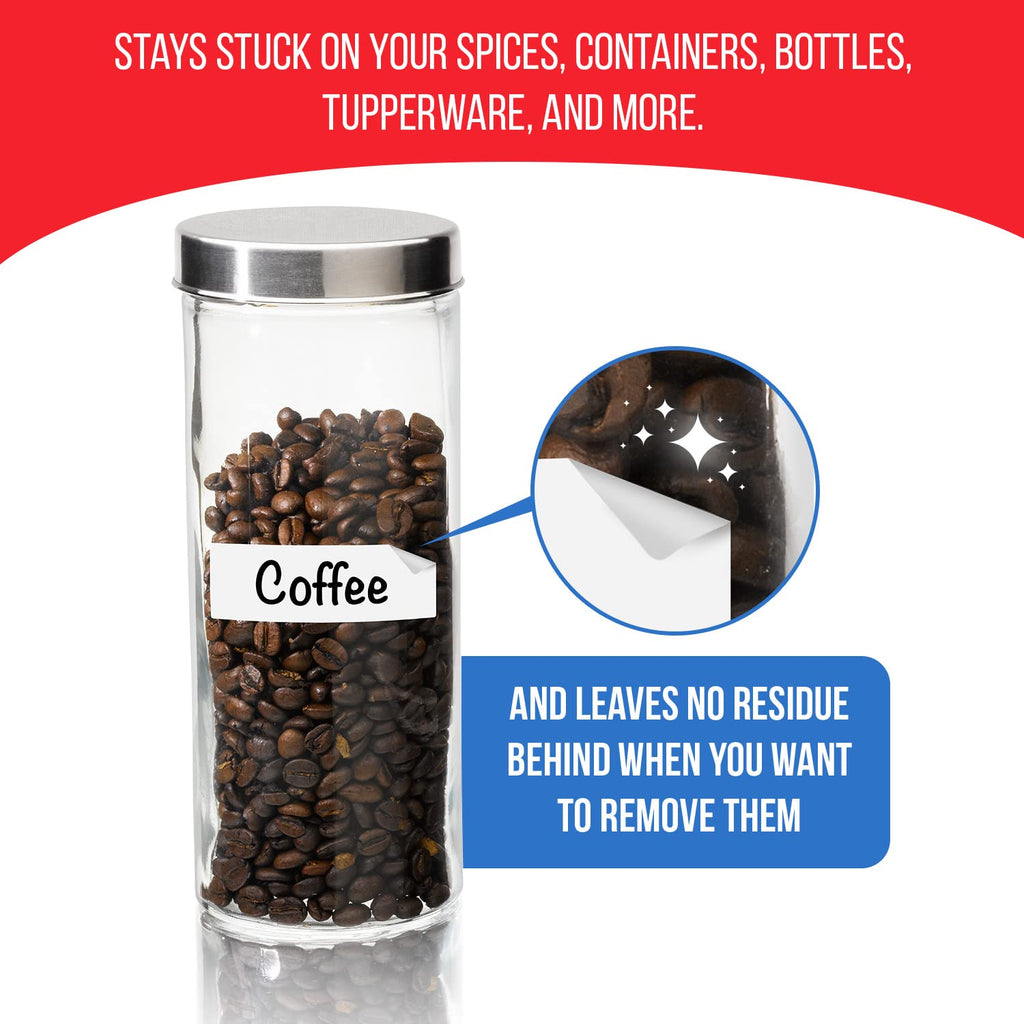 Dry Erase Labels for Food Containers 96 Pk - Reusable 1x3 in and 1.5 in