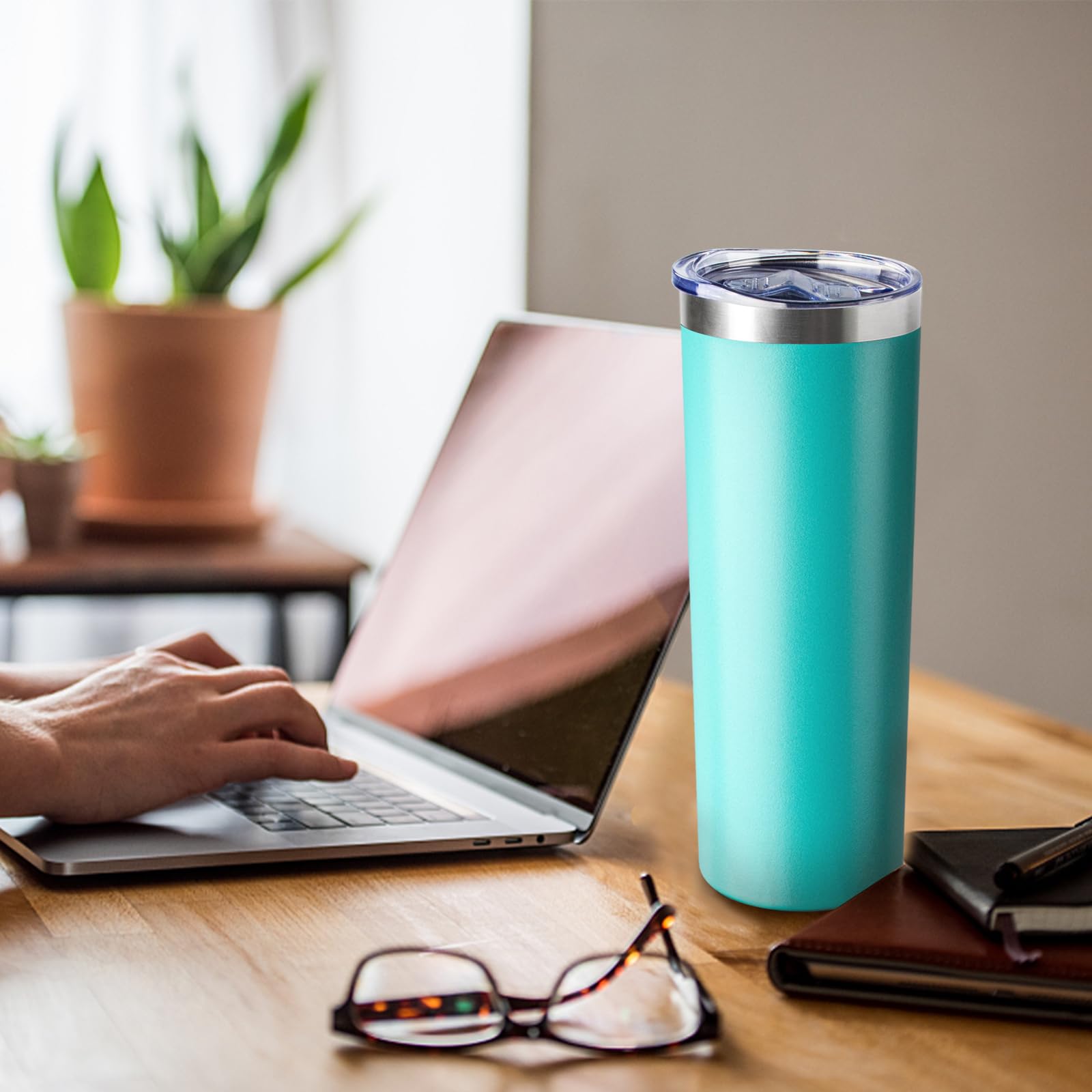 FristChoice 20 oz Skinny Tumbler with Lid and Straw,Stainless Steel Vacuum Insulated Tumbler Cup Double Wall Leak-proof Coffee Mug,Travel Thermal Water Tumbler for Home,Office,Outdoor(Teal,1)