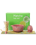 Matcha Set - Japanese Matcha Kit Set 7-Pcs: Ceramic Bowl (Chawan), Matcha Whisk and Holder, Bamboo Scoop, Scoop Rest, Sifter and Towel - Authentic Tea Ceremony Tools for Tea Lovers (Hot Pink)