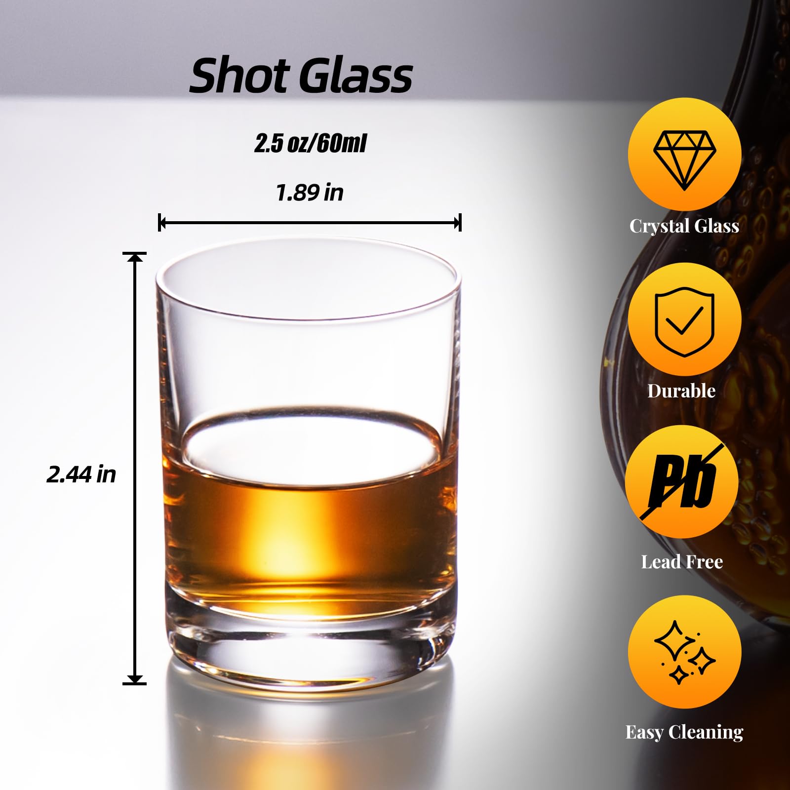 KAMMAK Shot Glasses Set of 2, Clear Espresso Shot Glass with Heavy Base