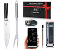 Wireless Meat Thermometer Digital BBQ Set, 5.3 Bluetooth and WiFi connectivity 800ft APP Control (iOS&Android) with Chef Knife, Fork, Meats Temperature Probe, Grilling, BBQ Gift for Men