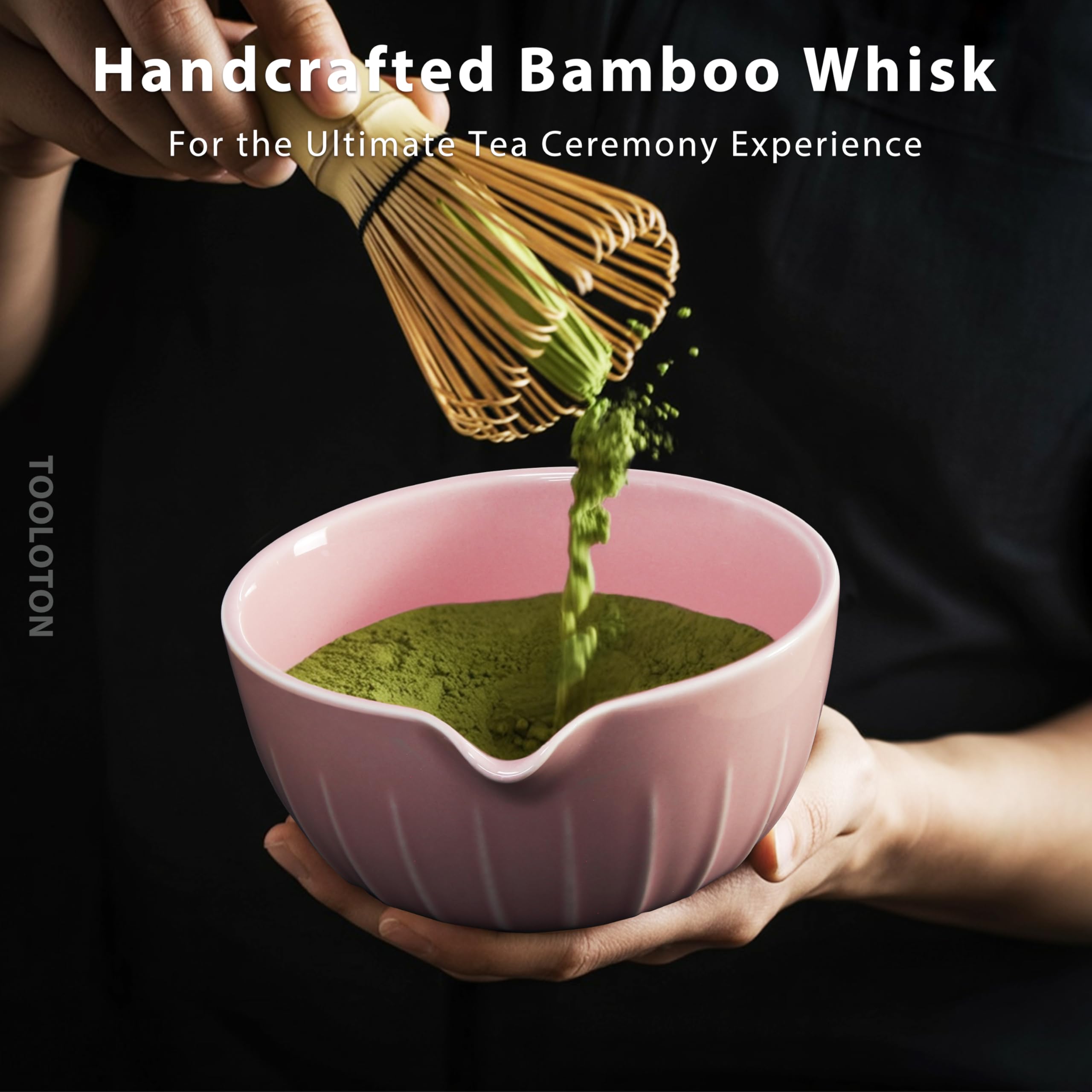Matcha Whisk Set 7 Pcs - Ceramic Matcha Set with Bowl, Whisk, Holder, Bamboo Scoop, Rest, Sifter, and Tea Towel – Elegant Matcha Kit Gift for Women