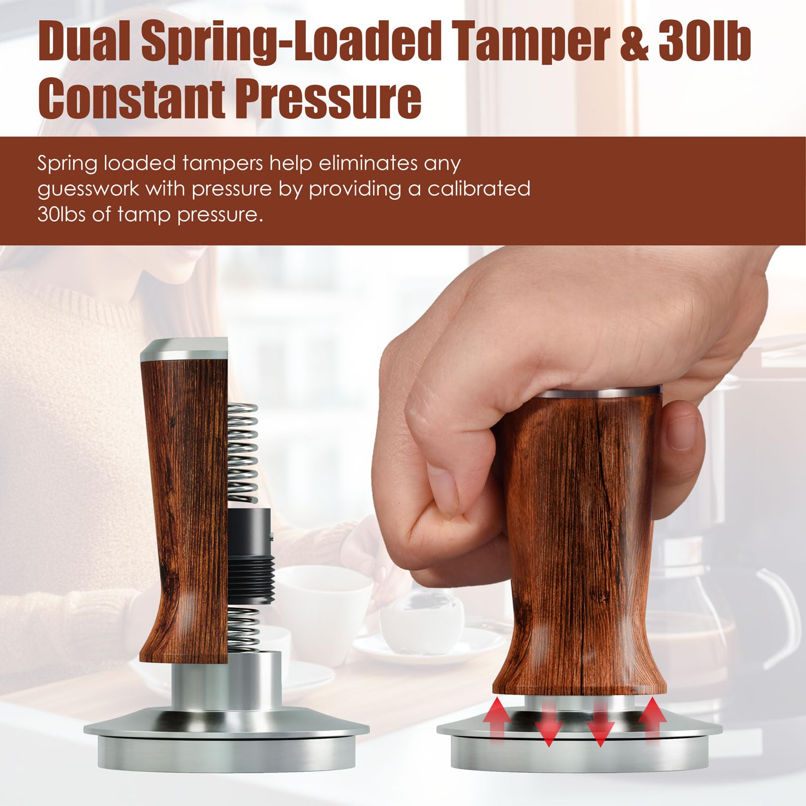 MATOW Spring Loaded Espresso Hand Tamper Fits Breville 54mm Portafilter