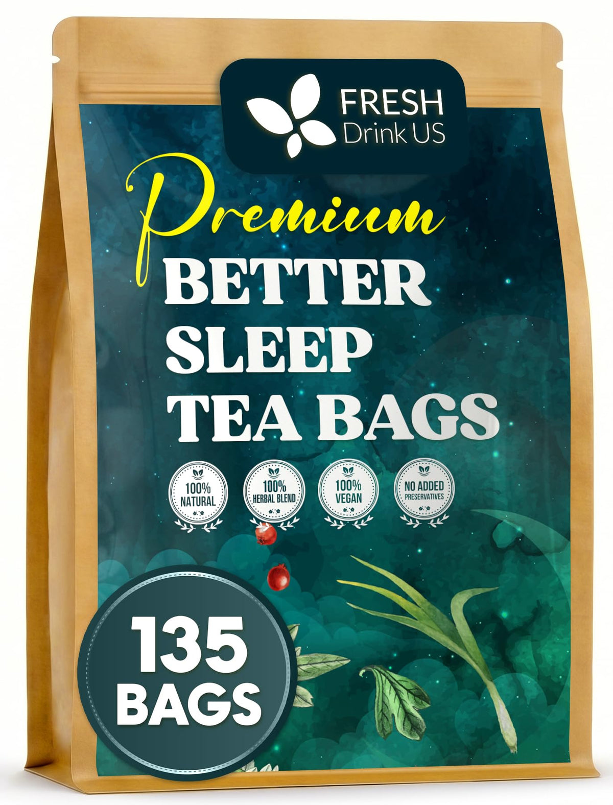 FreshDrinkUS, Premium Ginger Turmeric Tea, 45 Count, Caffeine Free, Vegan