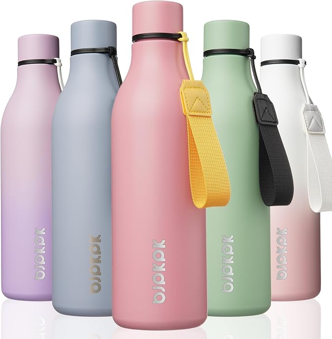 BJPKPK 18oz Insulated Water Bottle, Stainless Steel Bottle with Carry Strap