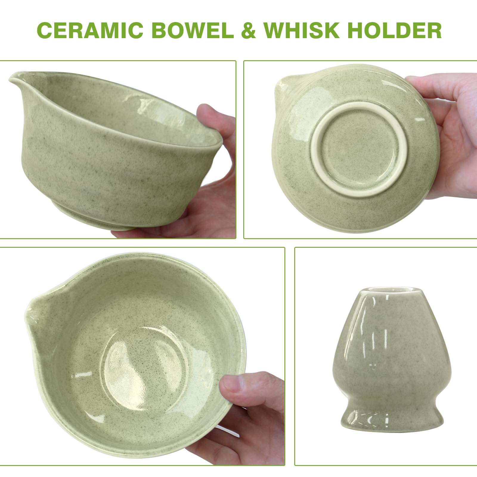 Matcha Whisk Set - Premium Complete Ceremonial Grade Matcha Set with Bamboo Whisk, Matcha Bowl with Spout, Scoop, Sifter & Holder - Authentic Japanese Tea Kit for Traditional Tea Preparation