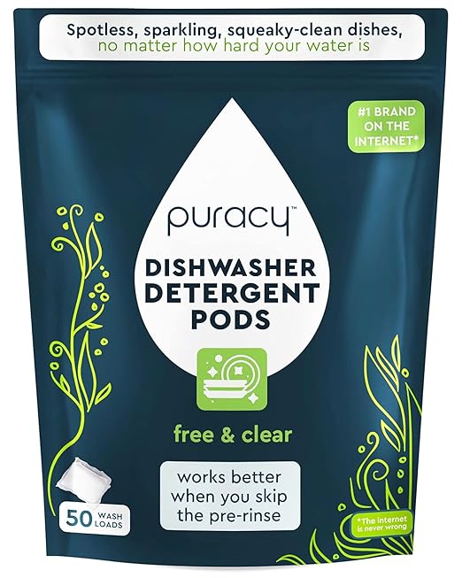 Puracy Dishwasher Pods, Natural Dishwasher Detergent, Free & Clear Dish tabs - Enzyme-Powered, Spot & Residue Free - TikTok Trend Items, Must Haves from TikTok Made Me Buy It (Free & Clear
