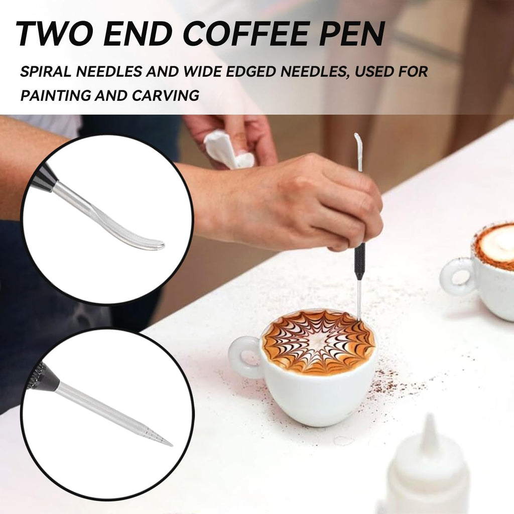 Latte Art Pen, 2PCS Coffee Art Pen Coffee Fancy Stitch Barista Tool