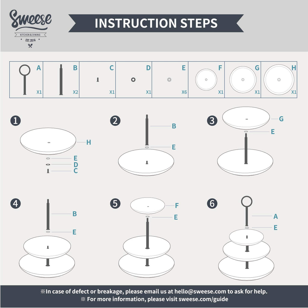 Sweese 3 Tier Cupcake Stand- White Porcelain Cake Stand- Dessert Stand, Tiered Serving Trays for Parties