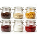 ComSaf Round Small Glass Pantry Jars with Airtight Lids 17 oz 6 Pack