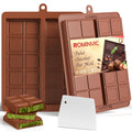 ROMINVIC Chocolate Bar Mold,2 Pack 2 in 1 Dubai Chocolate Molds and Scraper for Stuffed Bar,Deep Large and Thick Chocolate Candy Bar Mold for Filling Knafeh Pistachio Kit
