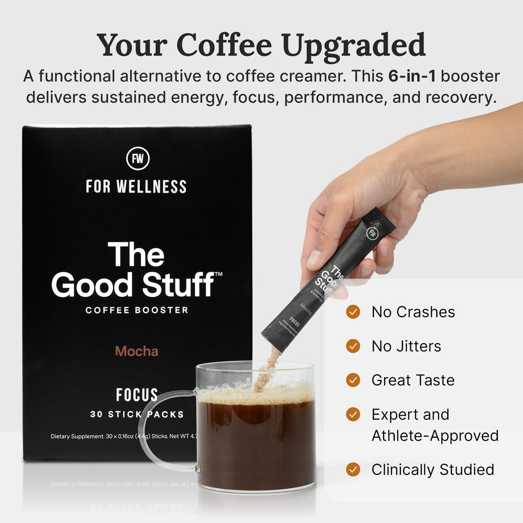 The Good Stuff | Mocha Coffee Booster | Healthy Coffee Creamer for Focus & Energy | Keto, Non-Dairy Creamer Powder with MCT Oil, Collagen & L-Theanine | 30 Servings