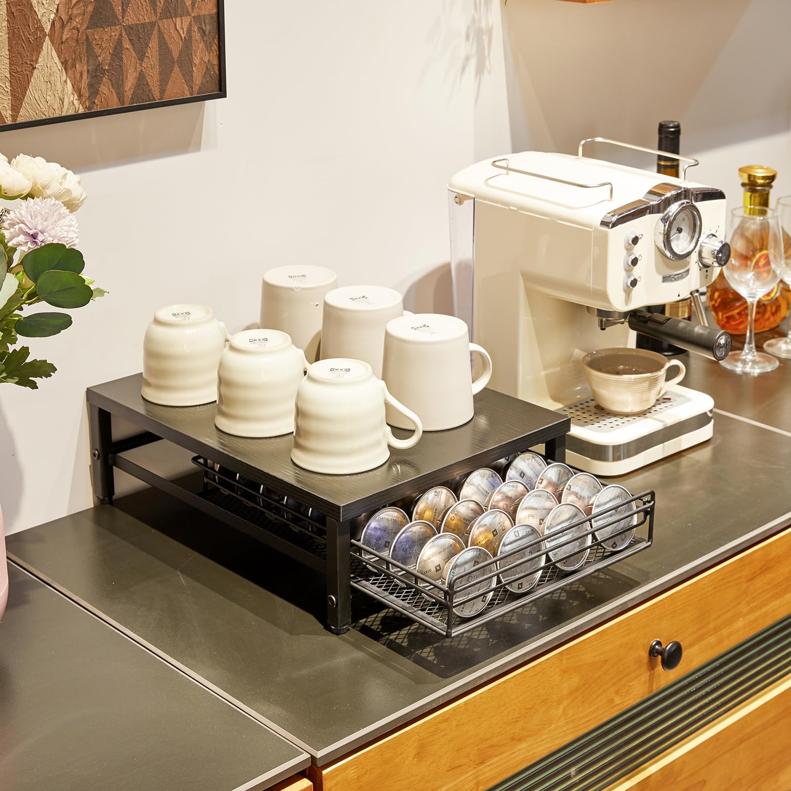 IBUYKE Coffee Pod Drawer Holder for Nespresso Vertuo Pods,Black TCJ101B