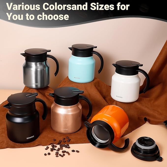 34Oz Thermal Coffee Carafes For Keeping Hot/Cold, Stainless Steel Coffee Carafe, Dustproof Insulated Water Carafe for Party/Home,Silver