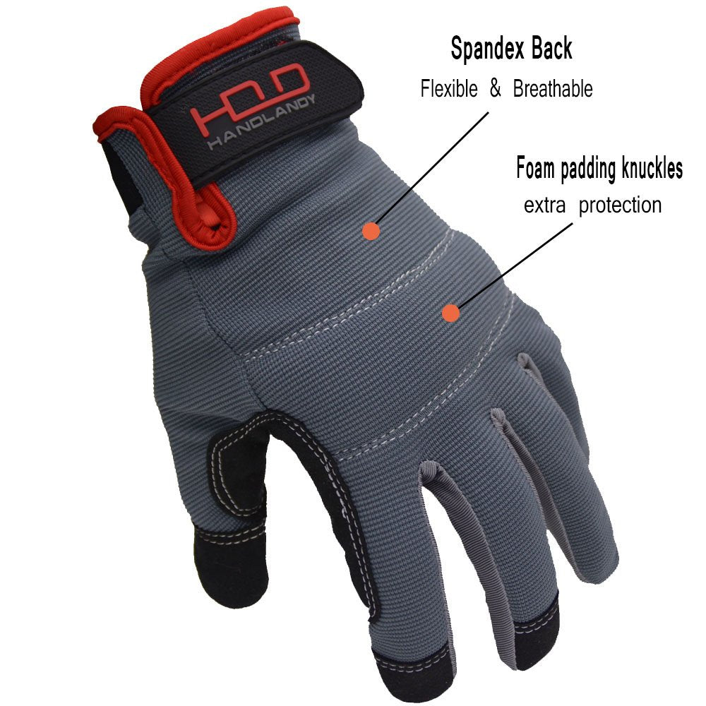HANDLANDY Work Gloves for Men & Women, Utility Mechanic Working Gloves Touch Screen, Flexible Breathable Gardening Gloves for Yard Maintenance (Small, 6 Pairs)
