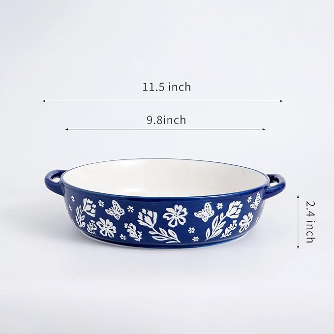 Wisenvoy Pie Pan Ceramic Pie Dish 9.8 Inches Pie Plate Porcelain Deep Dish Pie Pan Non-Stick Pie Pans