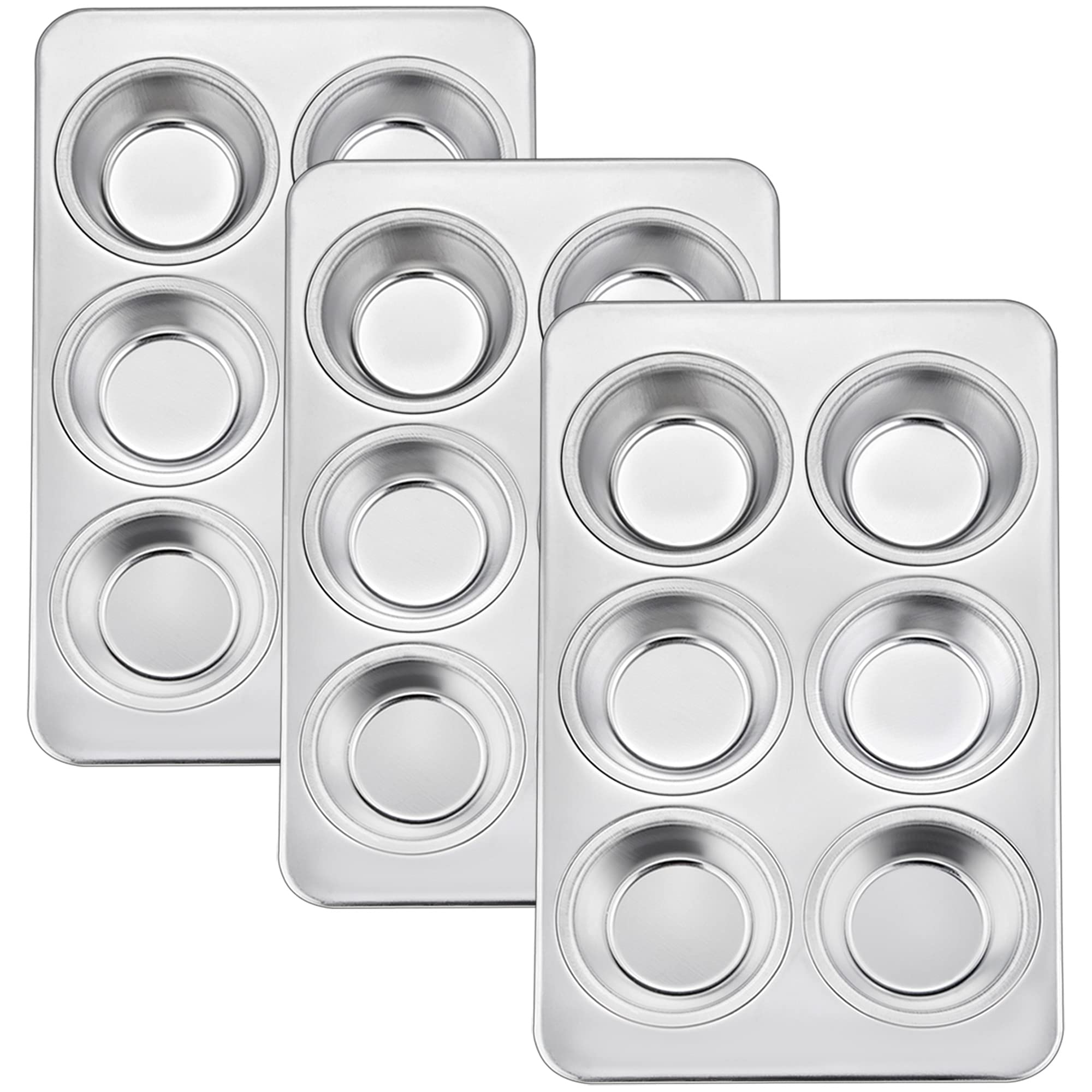 TeamFar 3 Packs Muffin Pan, Stainless Steel Muffin Cupcake Pan Tin Tray
