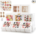 OAMCEG 30 Pack Cookie Boxes with Window 6x6x3 Inches White Bakery Treat Boxes with Stickers & Twine for Pastry, Desserts, Strawberries, Cupcakes, Gift Giving