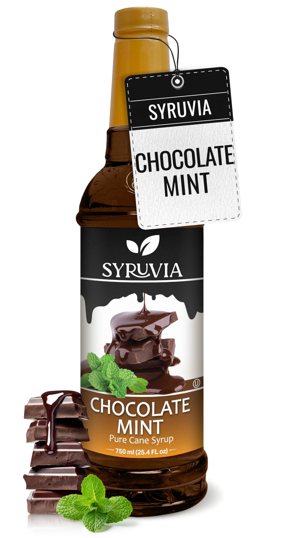 Syruvia Coffee Syrup, Peppermint Flavored Syrup for Drinks, Lattes, and Desserts – 25.4 fl oz