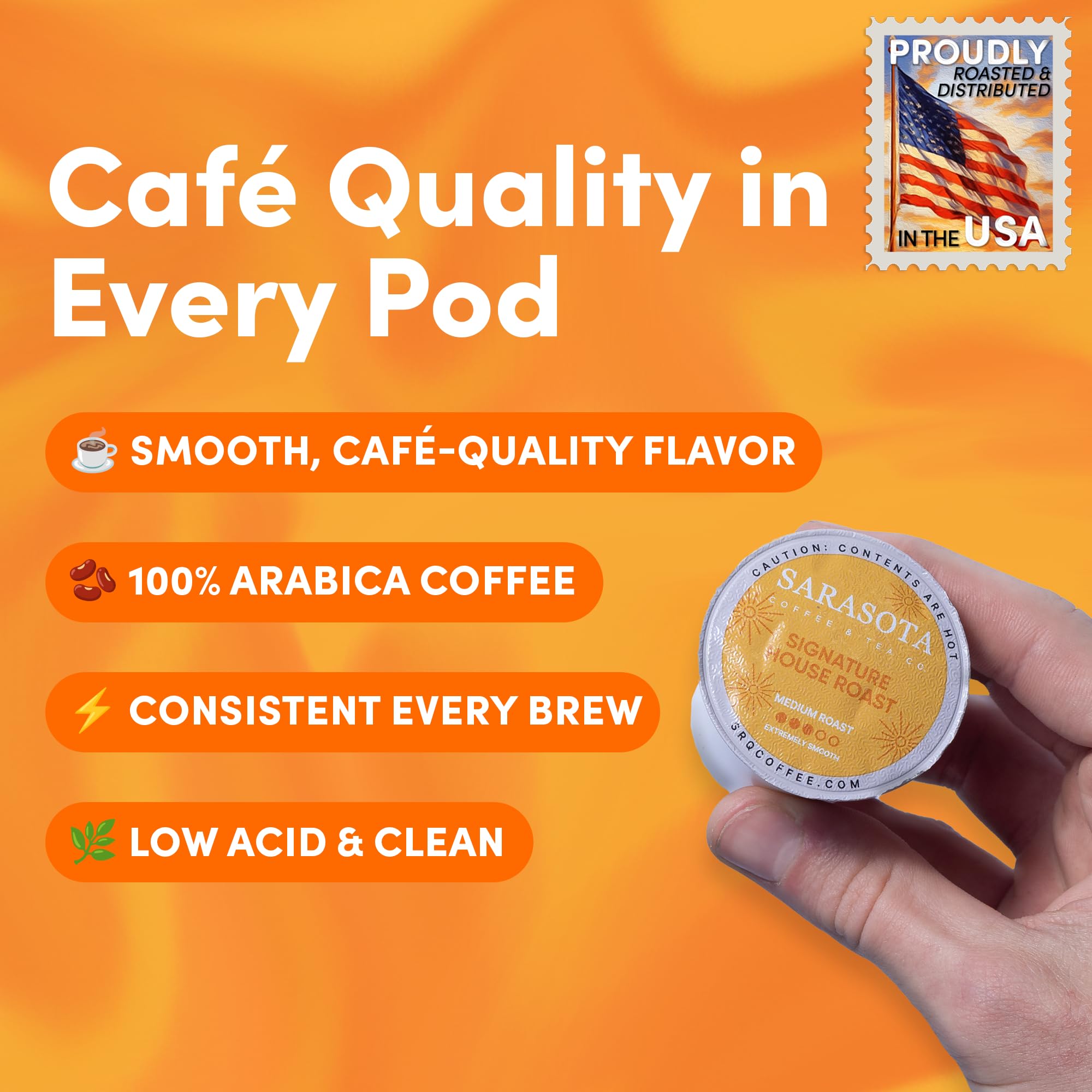 Sarasota K-Cup Coffee Pods | Medium Roast Coffee | Breakfast Blend | Single Serve for Keurig Brewers | Gourmet, Low Acid, Mold Free | 24 Count