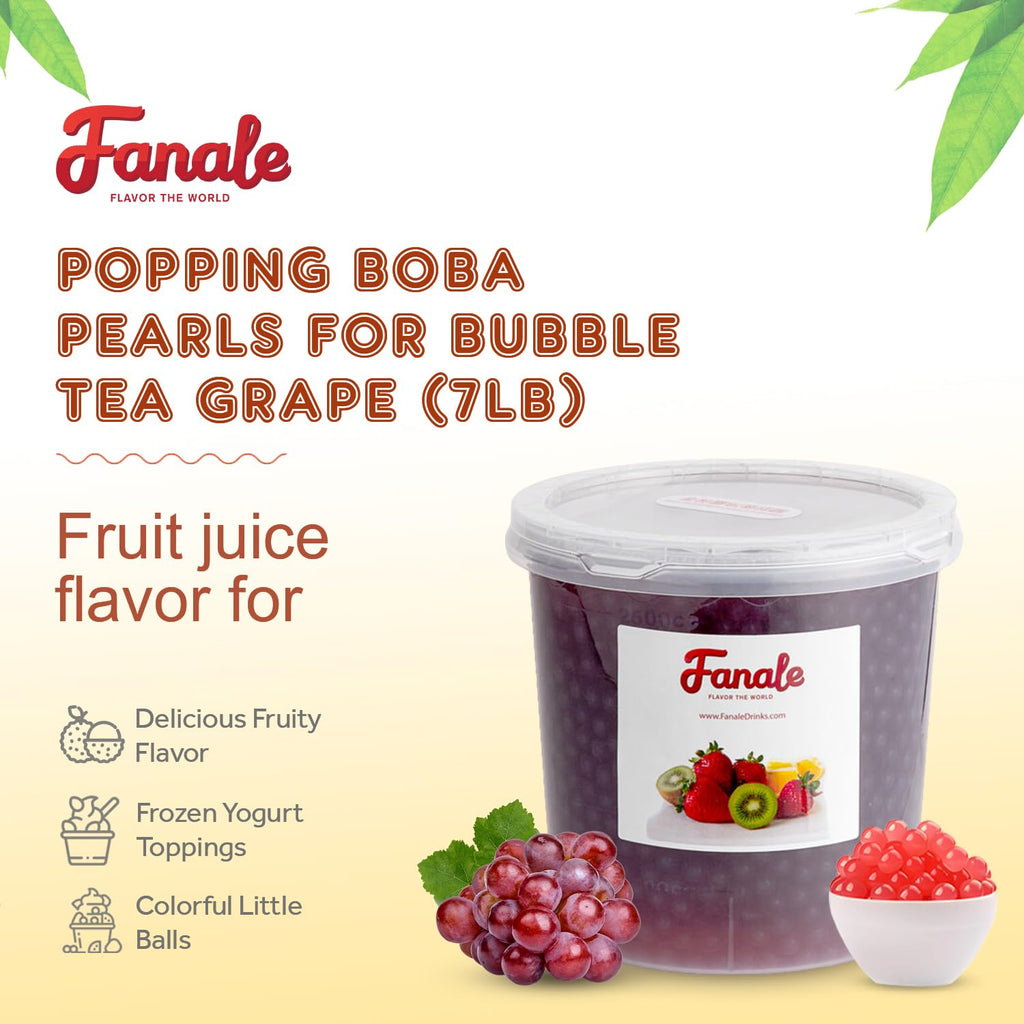 Fanale Grape Popping Boba Pearls for Bubble Tea and Drinks, 7 Pounds