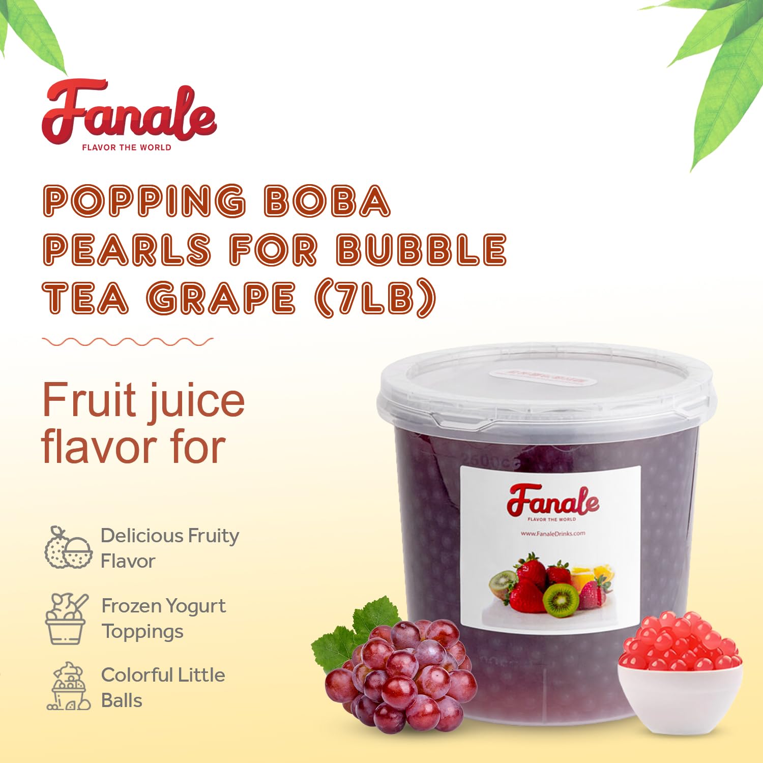 Fanale Grape Popping Boba Pearls for Bubble Tea and Drinks, 7 Pounds