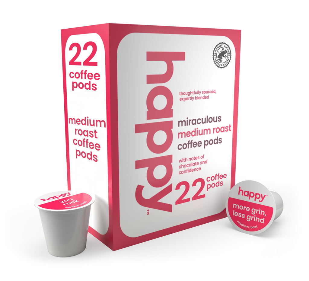 Happy Coffee Medium Roast Coffee Pods, 22 Count
