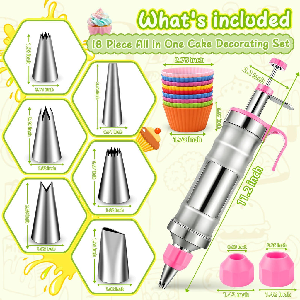 Hendiy Dessert Decorating Syringe Set, Stainless Steel Frosting Kit