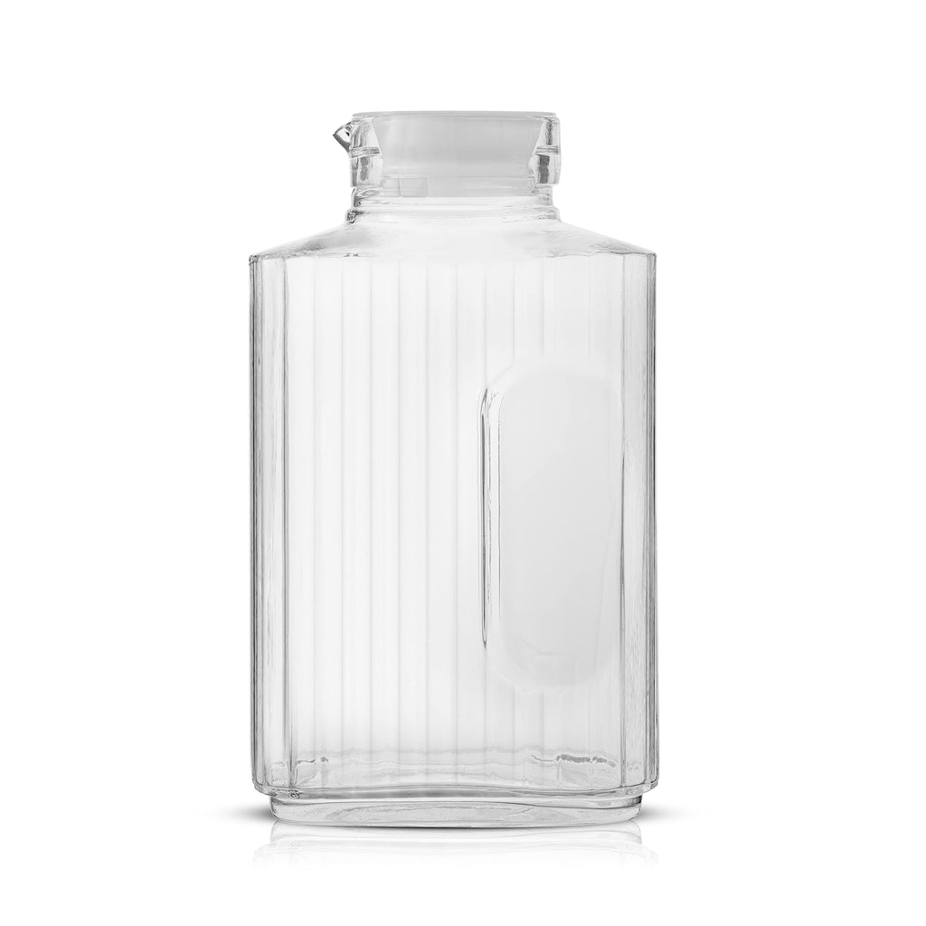 68oz Glass Pitcher with Lid (2 Lids), Rectangle Beverage Serveware and Storage Container for Cold Drinks and Liquids, Water Containers, 2 Quart Pitcher with Lid for Kool Aid and Lemonade
