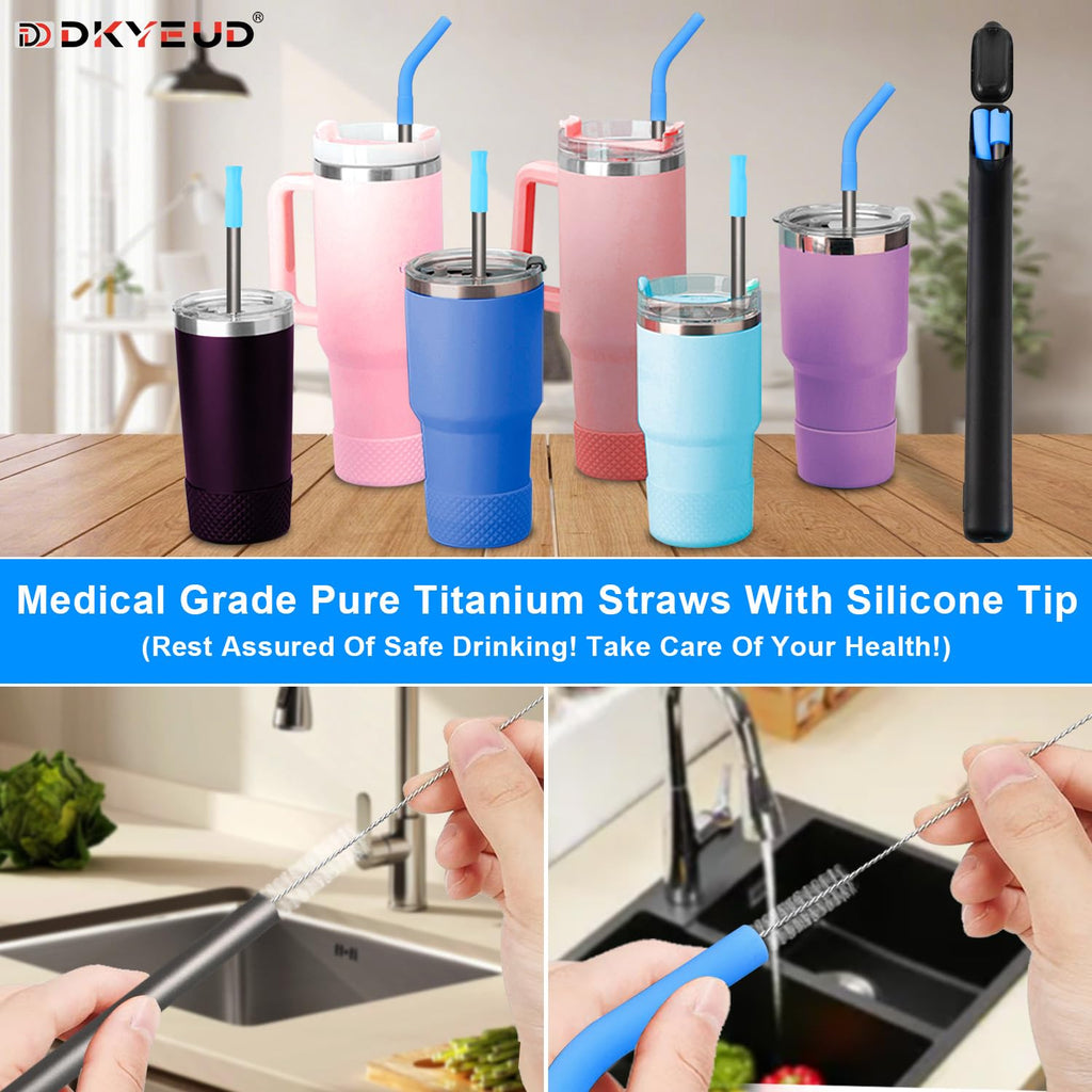 Quality Upgraded 8.5In Medical-Grade Pure Titanium Straw Set 1PCS, Lightweight, Corrosion Resistance, No Metal Flavor, BPA Free, Eco-Friendly Metal Straws Reusable, Suitable For Sensitive Bodies