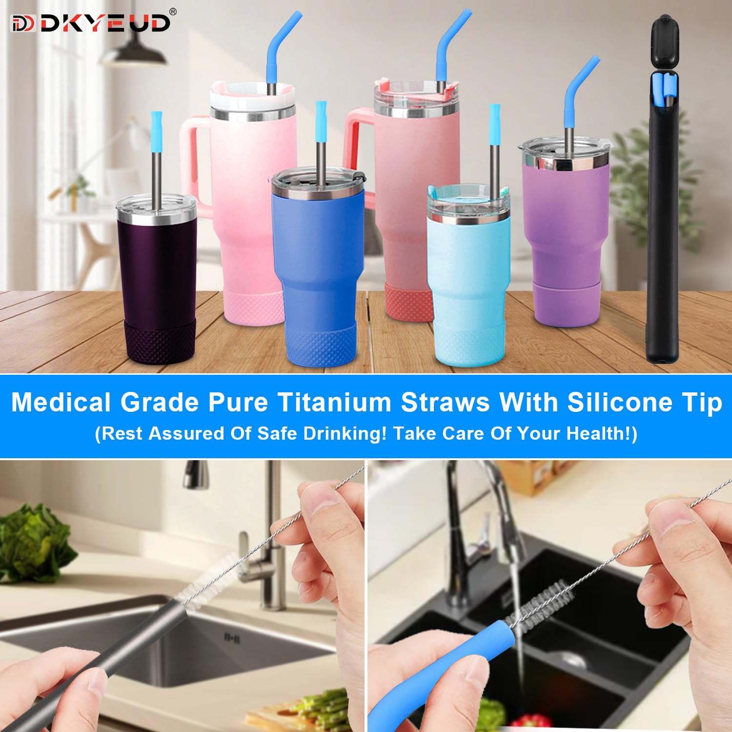 Quality Upgraded 8.5In Medical-Grade Pure Titanium Straw Set 1PCS, Lightweight, Corrosion Resistance, No Metal Flavor, BPA Free, Eco-Friendly Metal Straws Reusable, Suitable For Sensitive Bodies