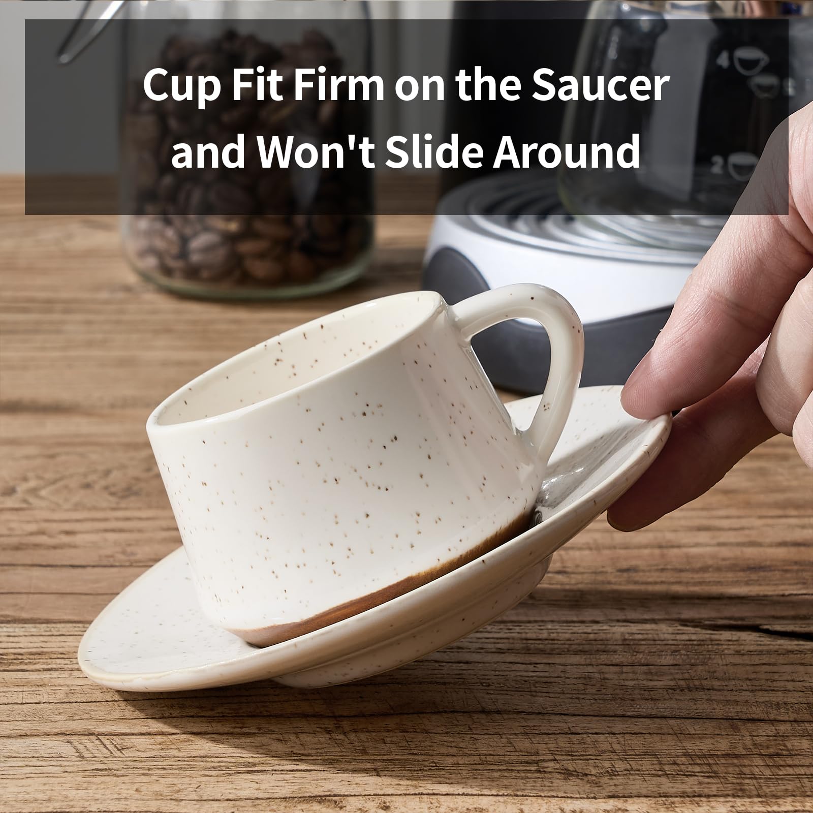 Stackable Cappuccino Cup Set of 6 [4oz]Activated-Glazed Ceramic Coffee Cup