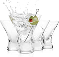 BENETI Martini Glasses Set of 4 | Made in Europe | 8oz Clear Stemless Cocktail Bar Drinking Glassware Set for Parties (4 Pack)