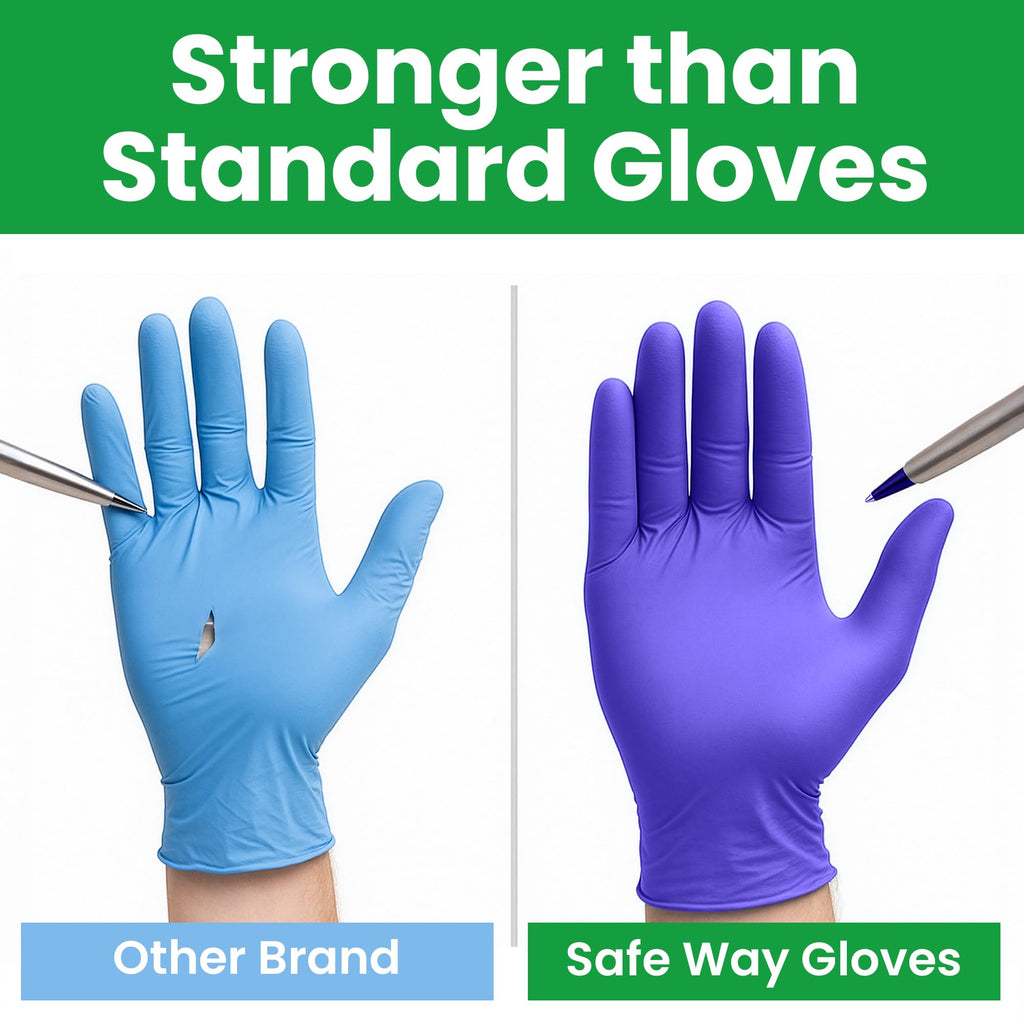 SAFEWAY USA 200pcs, X-Large, Nitrile Disposable Gloves — Multi-Purpose Powder-Free and Non-Latex Textured Fingertips for Medical Use, Nursing, Lab Works, Kitchen Prep, Cleaning, Tattooing & More