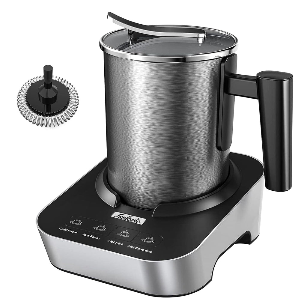 FUNLAVIE 4-in-1 Electric Milk Frother and Steamer with Auto Shut-Off