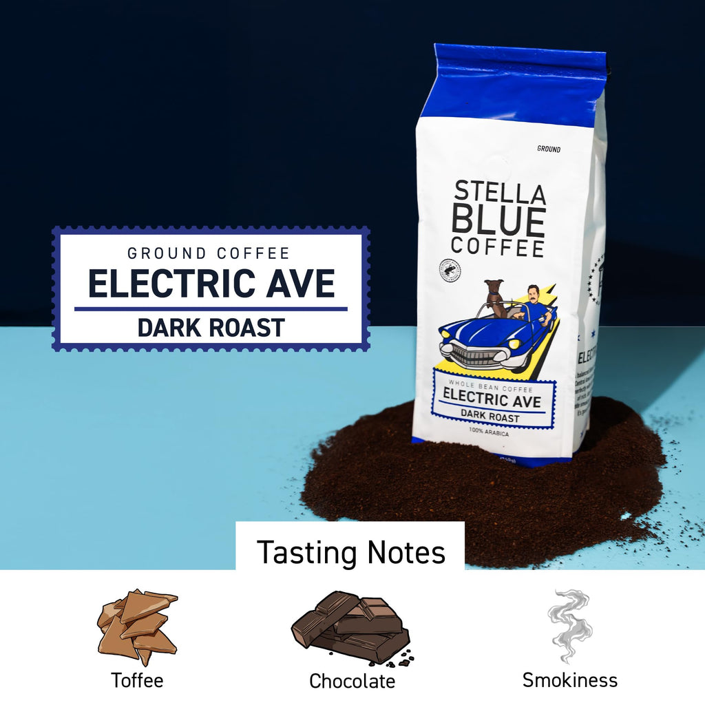 Ground Coffee, Electric Avenue Blend, Dark Roast, Arabica Beans, 12oz Bag