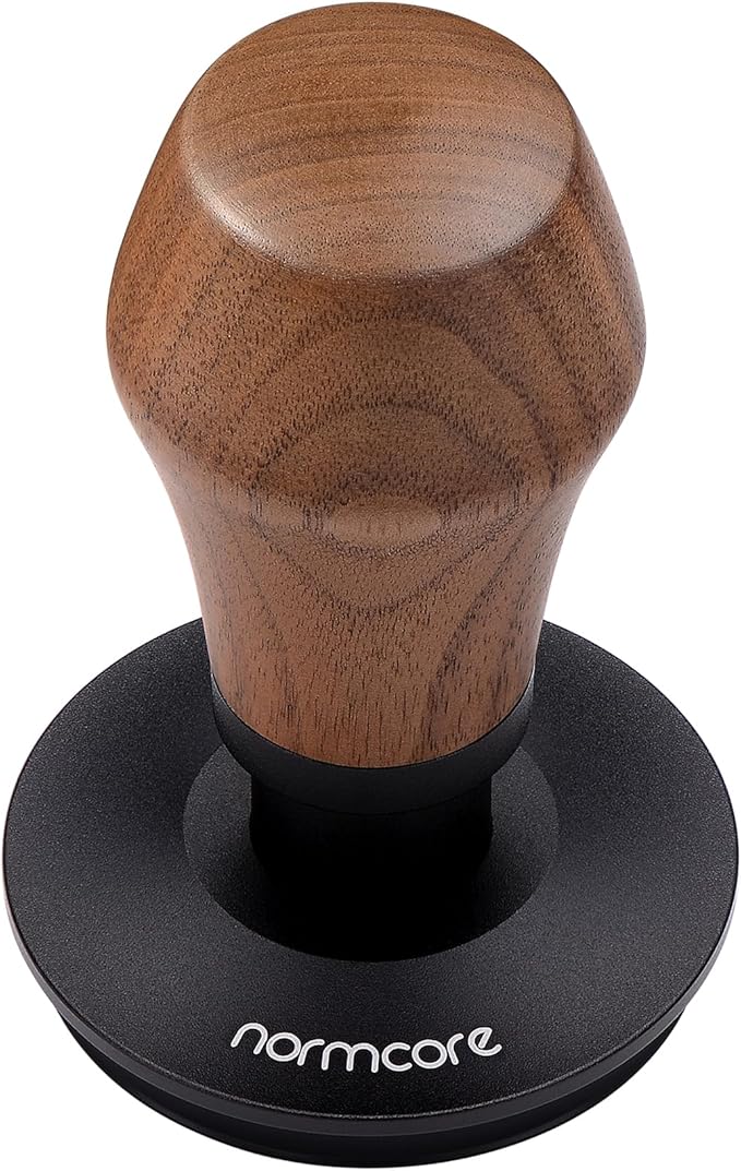 Normcore 53.3mm Espresso Coffee Tamper V4 - Spring Loaded Tamper With Titanium PVD Coating Ripple Base -15lb / 25lb / 30lbs Replacement Springs, Genuine American Walnut Handle