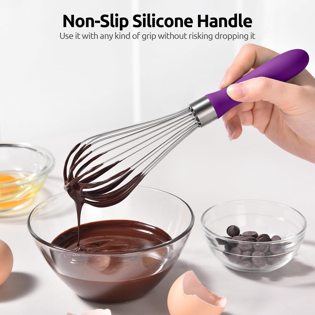 U-Taste Wire Whisk for Cooking, 18/10 Stainless Steel Balloon Wisk,S/Purple