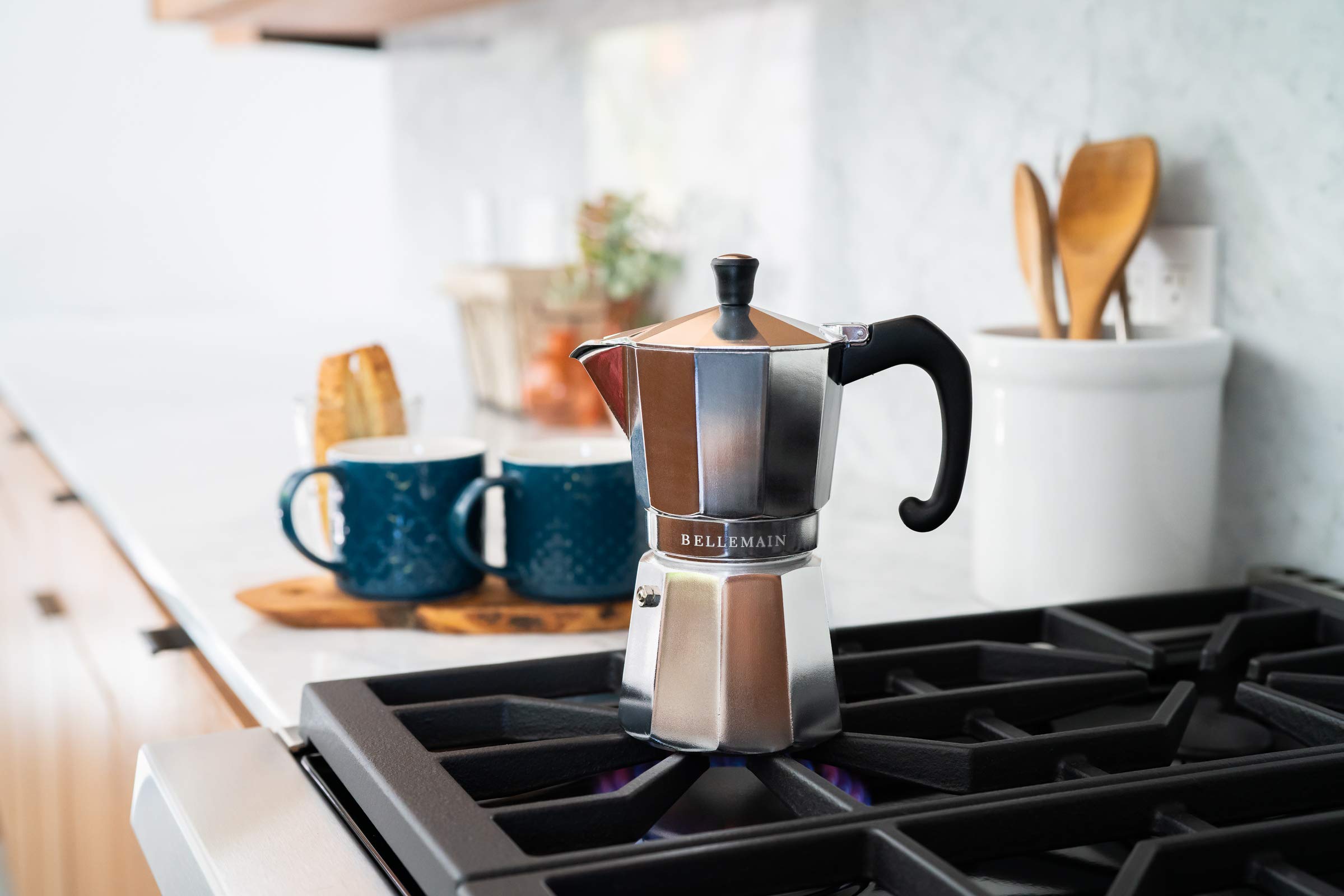 Bellemain Stovetop Espresso Maker, Italian Moka Pot, 3-Cup Silver