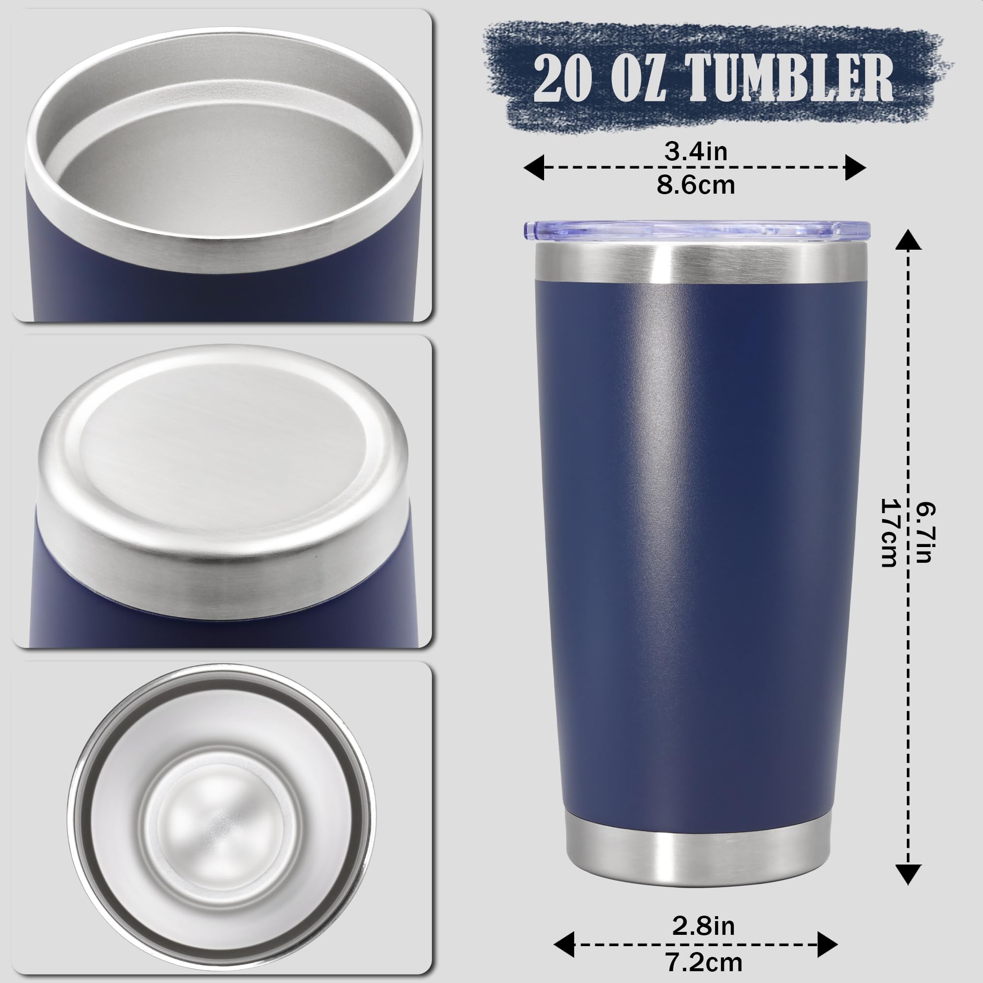 20oz Tumbler Insulated Coffee Tumblers with Lid Stainless Steel Navy 12P