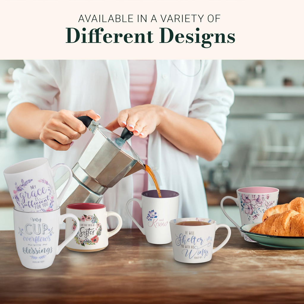 Christian Art Gifts Floral Pink Ceramic Coffee Mug – 14 oz. Microwave and Dishwasher-Safe Inspirational Scripture Coffee and Tea Mug for Women with Bible Verse: Love That You're My Sister –Eccles. 4:9